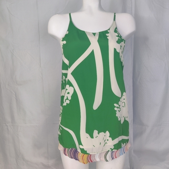 Anthropologie Green and Cream Floral Print Tank Top - Picture 12 of 12